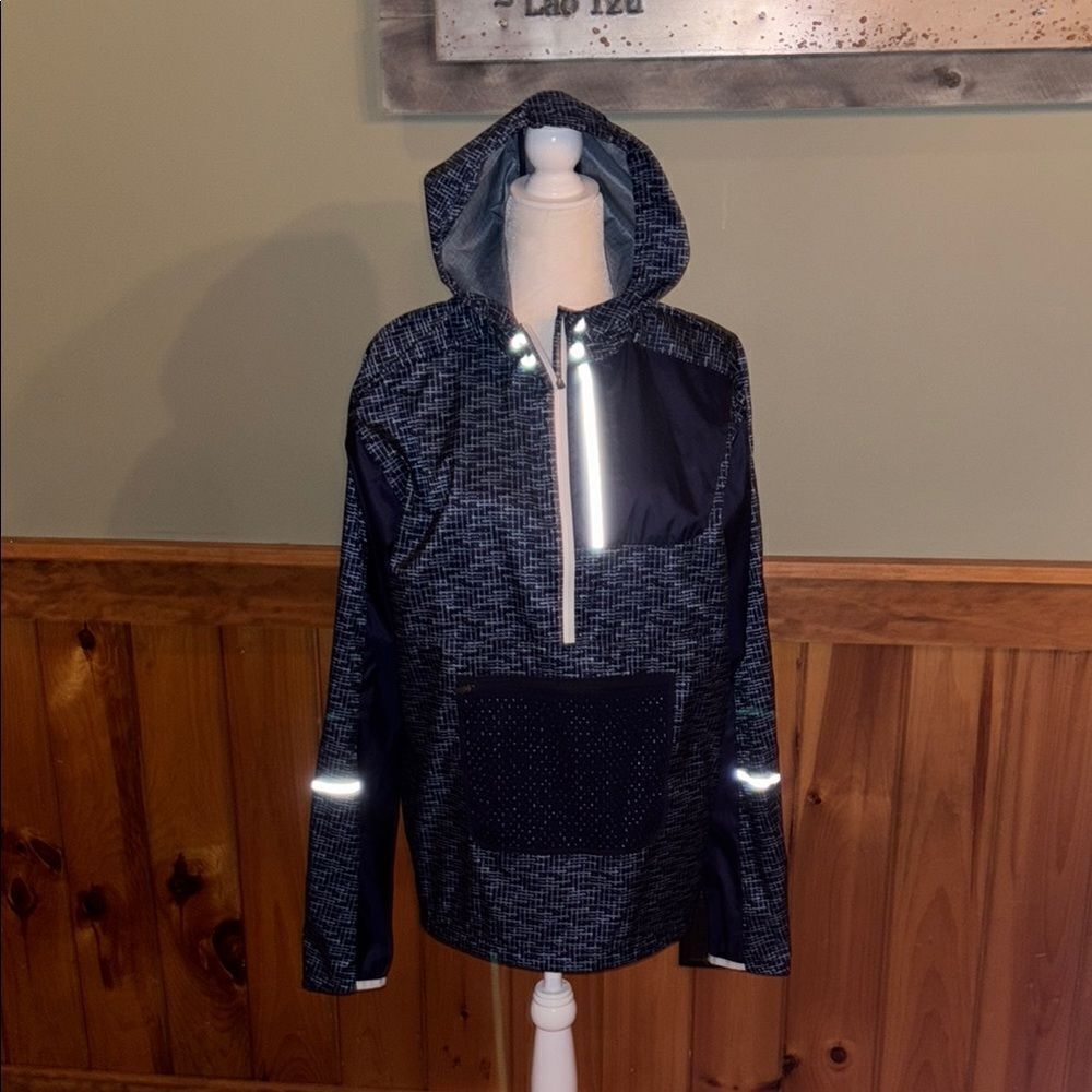 New Balance Black and Gray Hooded light weight Jacket with Reflective Accents